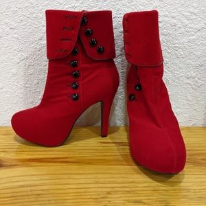 Red velvet booties